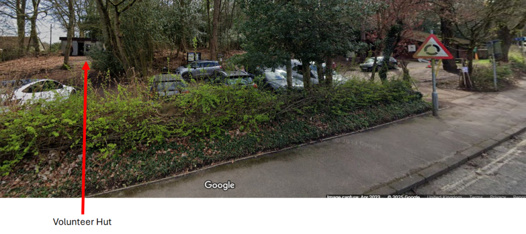Photo showing the location of the Rowhill Volunteers Hut